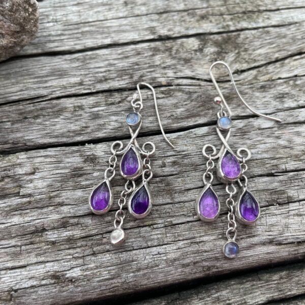 amber-moonstone-cascade-earrings-sterling silver-sandrakernsjewellery