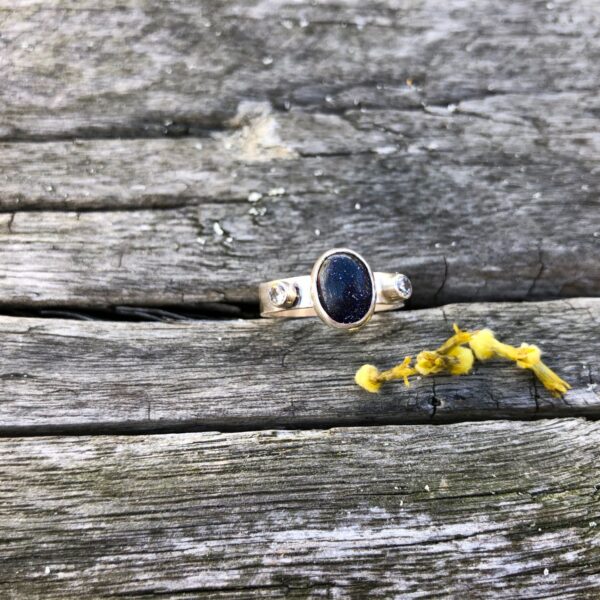 blue-goldstone-ring-cubic zirconia-silver-ring-top-sandrakernsjewellery