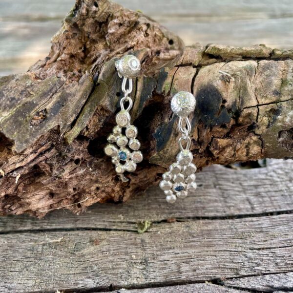 bobble-earrings-moissanite-blue-white-sandrakernsjewellery bobble-earrings-moissanite-blue-white-sandrakernsjewellery
