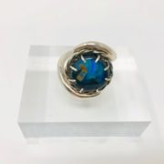 boulder opal-claw-swirl-ring-silver-sandrakernsjewellery