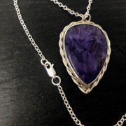 cheroite-pear-drop-plaited-sterling-silver-pendant-front-sandrakernsjewellery