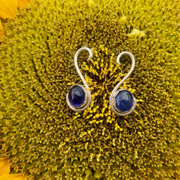 curled-tanzanite-earrings-front-sandrakernsjewellery