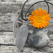 dentritic-opal-asian style-pendant-silver-leaf-imprint-back-sandrakernsjewellery