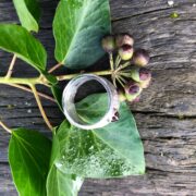 garnet-ring-sterling silver-textured-bark-side-sandrakernsjewellery