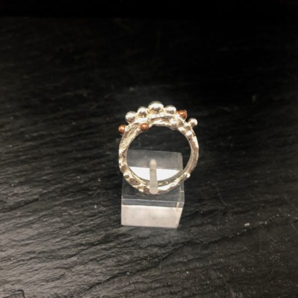 hand-cast-sterling-silver-bobble-ring-copper-front--sandrakernsjewellery hand-cast-sterling-silver-bobble-ring-copper-front--sandrakernsjewellery