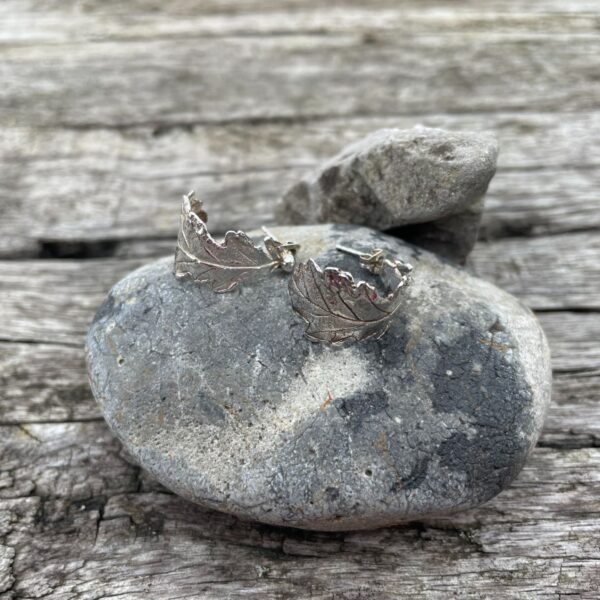 oak leaf earrings-sterling silver-side-sandrakernsjewellery