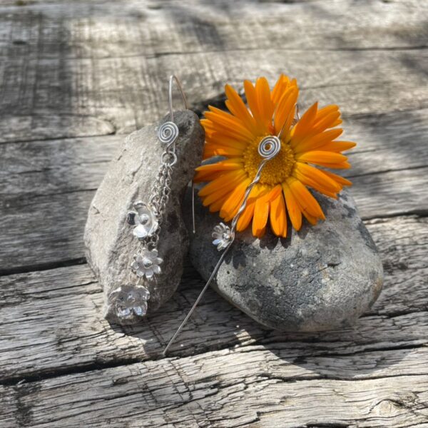 odd-earrings-stick-drop-flower-spiral-silver-2-sandrakernsjewellery