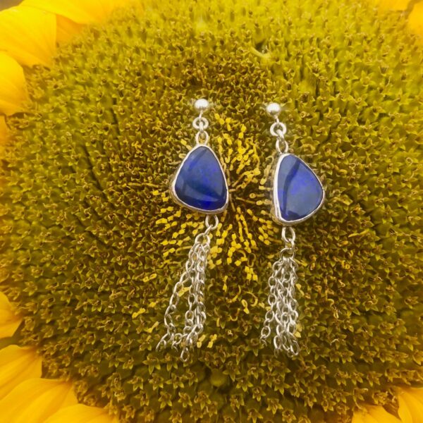 opal-doublet-earrinfgs-tassel-silver-front-blue-sandrakernsjewellery