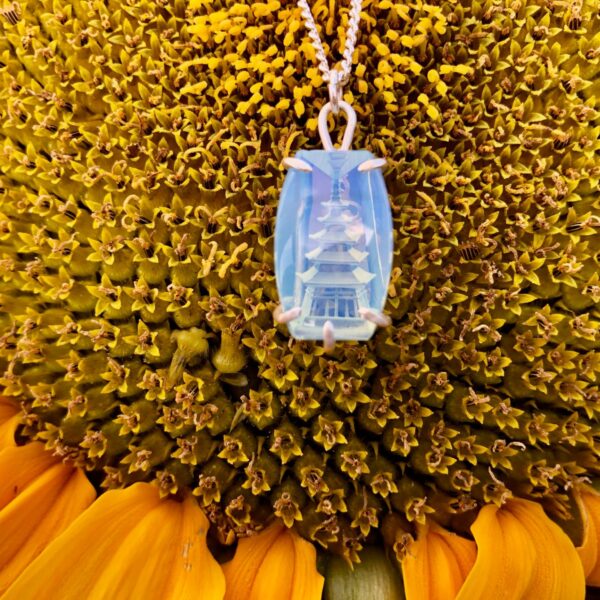 pagoda-opalite-carved-pendant-silver frame-front-sandrakernsjewellery pagoda-opalite-carved-pendant-silver frame-front-sandrakernsjewellery