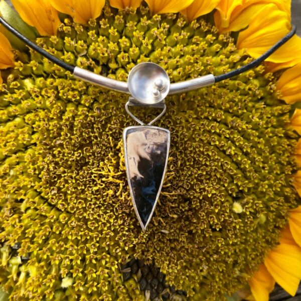 palm root-saucer-necklace-leather-clasp-sandrakernsjewellery