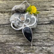 rainbow obsidian-necklace-silver-rutilated crystal-sandrakernsjewellery rainbow obsidian-necklace-silver-rutilated crystal-sandrakernsjewellery