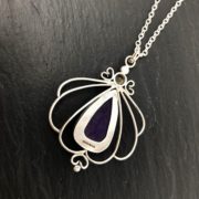 sugalite,sterling,silver,pendant,art nouveau,purple,back,sandrakernsjewellery