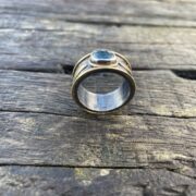 topaz-ring-silver-gold-wide-london blue-hammered-patina-top-sandrakernsjewellery topaz-ring-silver-gold-wide-london blue-hammered-patina-top-sandrakernsjewellery